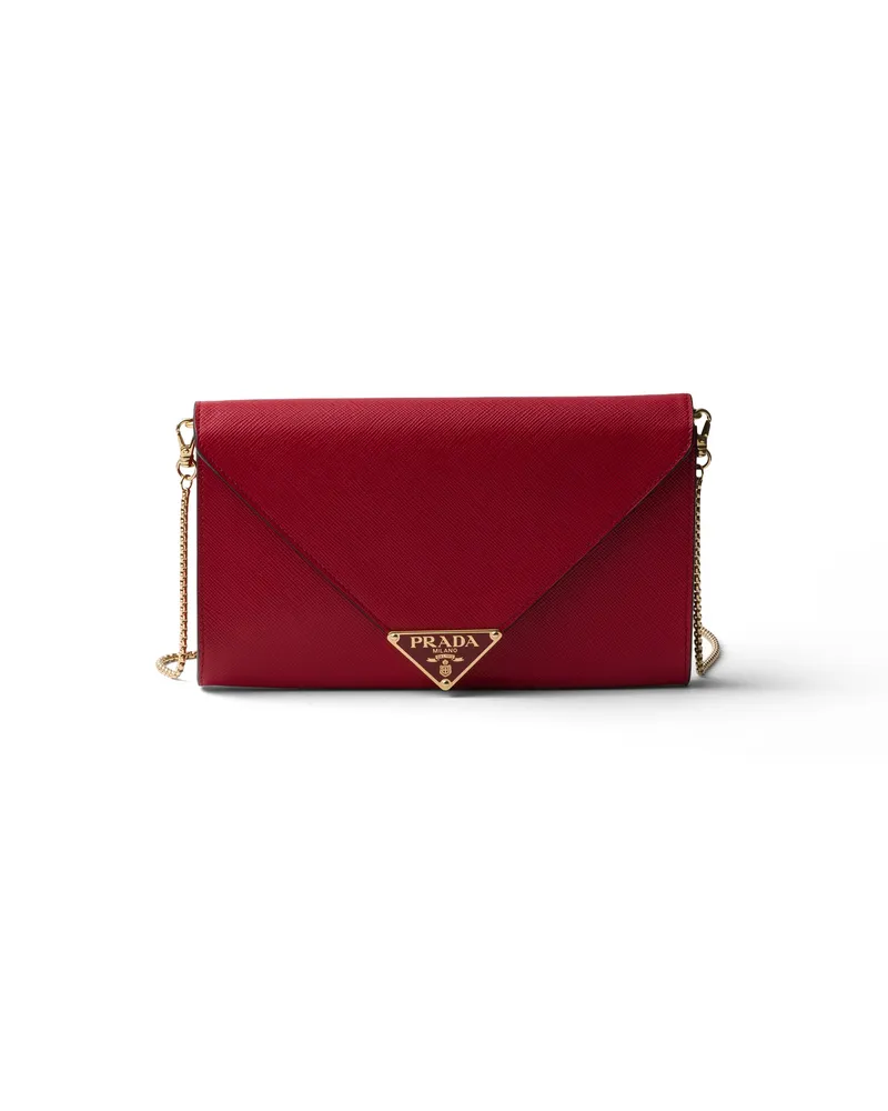 Prada Mini Bag Aus Saffiano-leder, Damen, Feuerrot Feuerrot