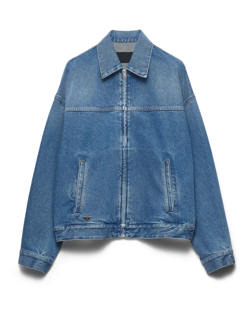 Prada Blousonjacke Aus Denim, Herren, Blau, Größe Blau