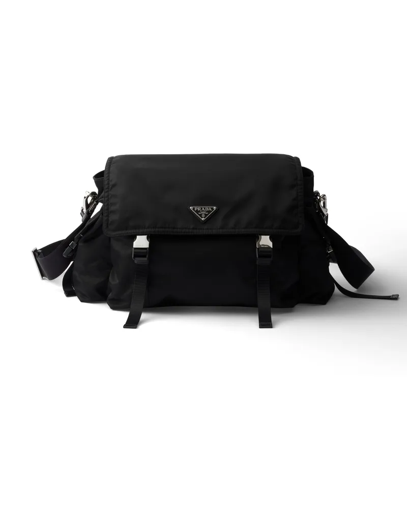 Prada Explore Tasche Aus Re-nylon Und Leder, Herren, Schwarz Schwarz
