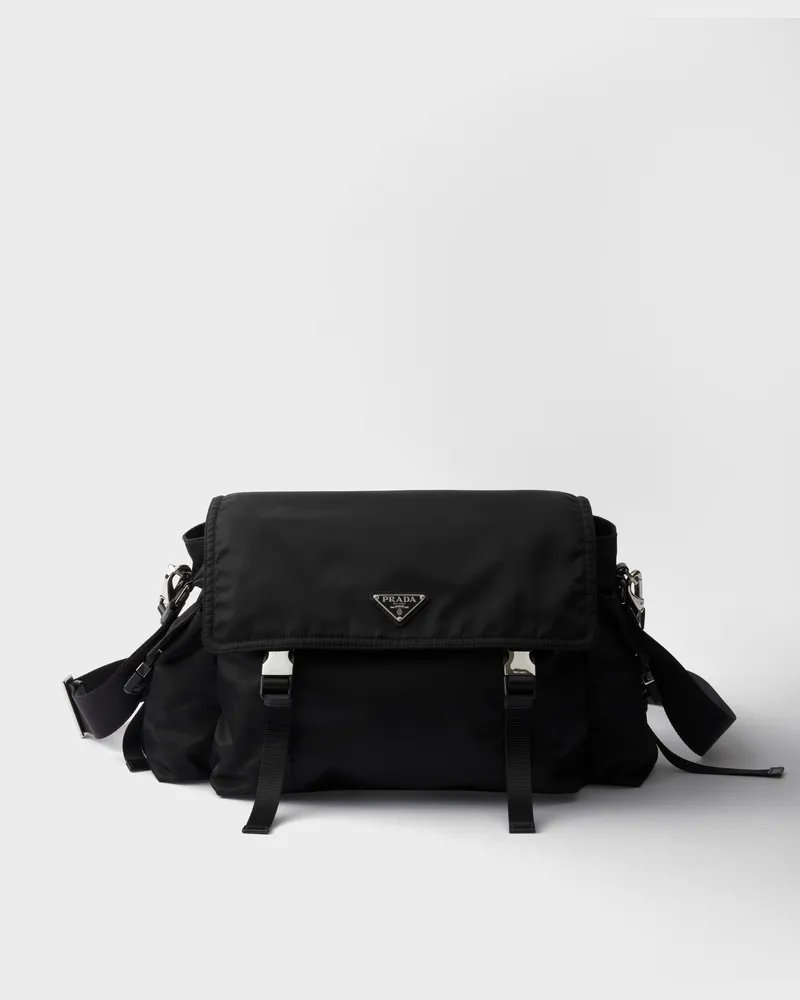 Prada Explore Tasche aus Re-Nylon und Leder Schwarz