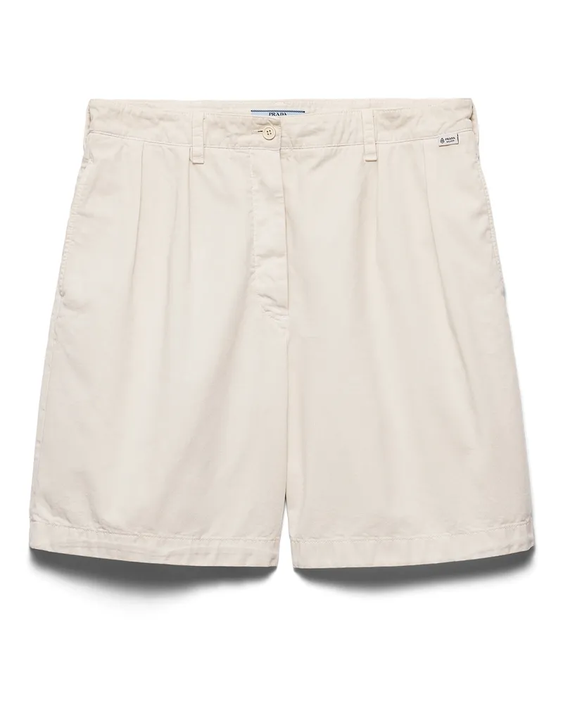Prada Bermudas Aus Gabardine Old, Damen, Natur, Größe Natur