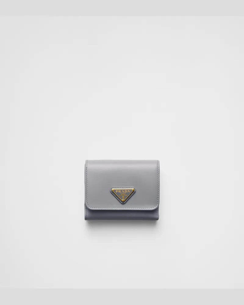 Prada Kleine Geldbörse aus Leder Granitgrau