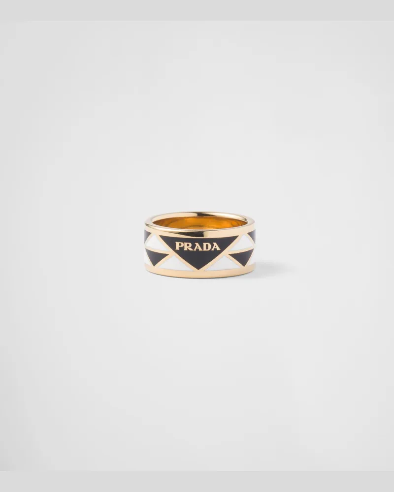 Prada Ring aus emailliertem Metall Schwarz