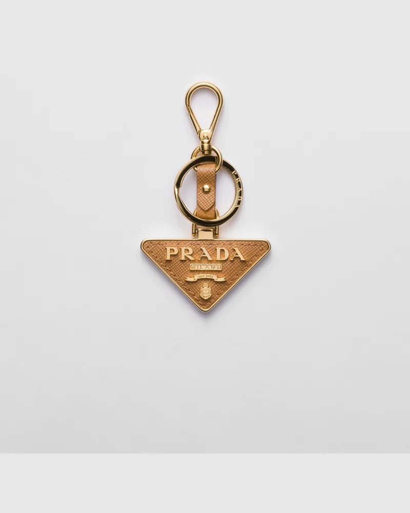 Prada Schlüsselanhänger aus Saffiano Leder Natur
