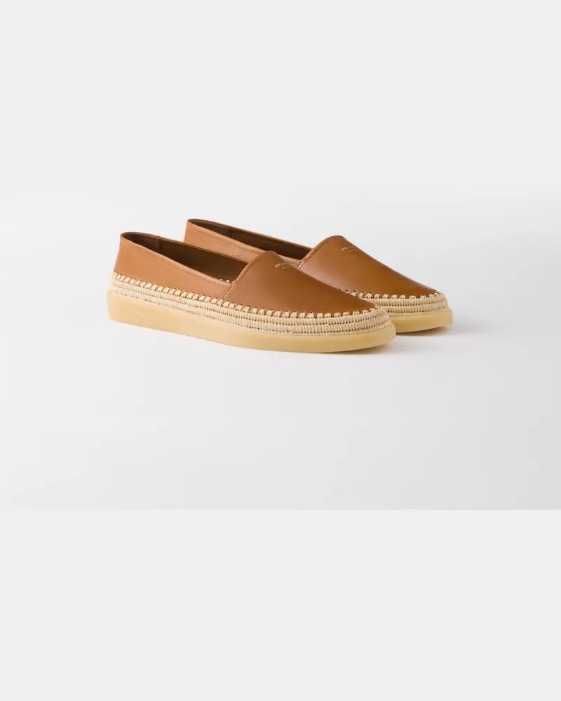 Prada Espadrilles aus Nappa-Leder Hellbraun