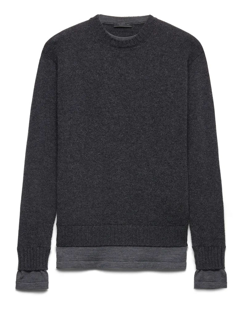 Prada Rundhalspullover Aus Kaschmir, Herren, Anthrazitgrau, Größe Anthrazitgrau