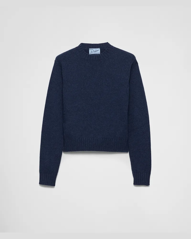 Prada Rippstrickpullover aus Re-Kaschmir Blau