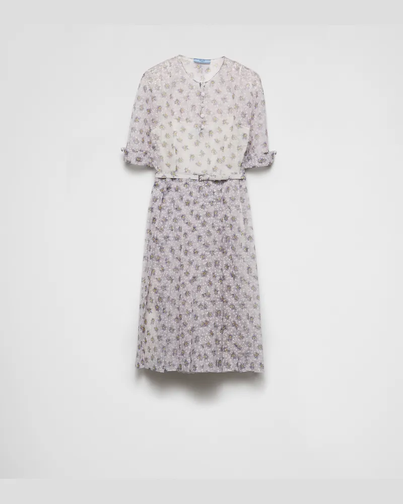 Prada Kleid aus bedrucktem Nylonette Gelb