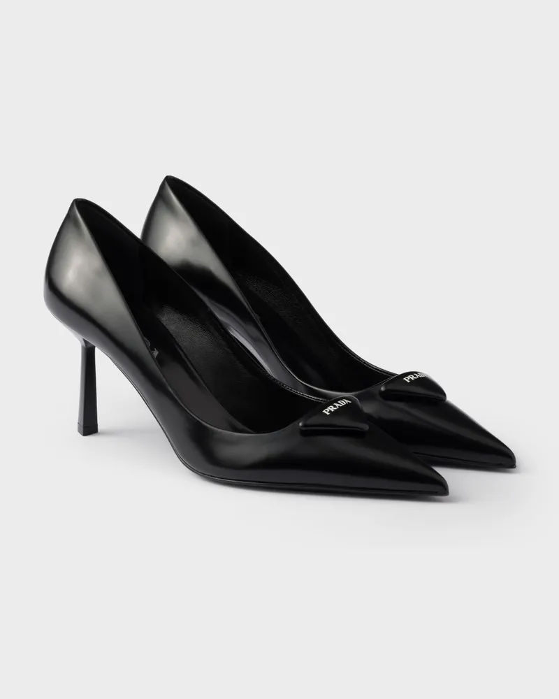 Prada Pumps aus gebürstetem Leder Schwarz