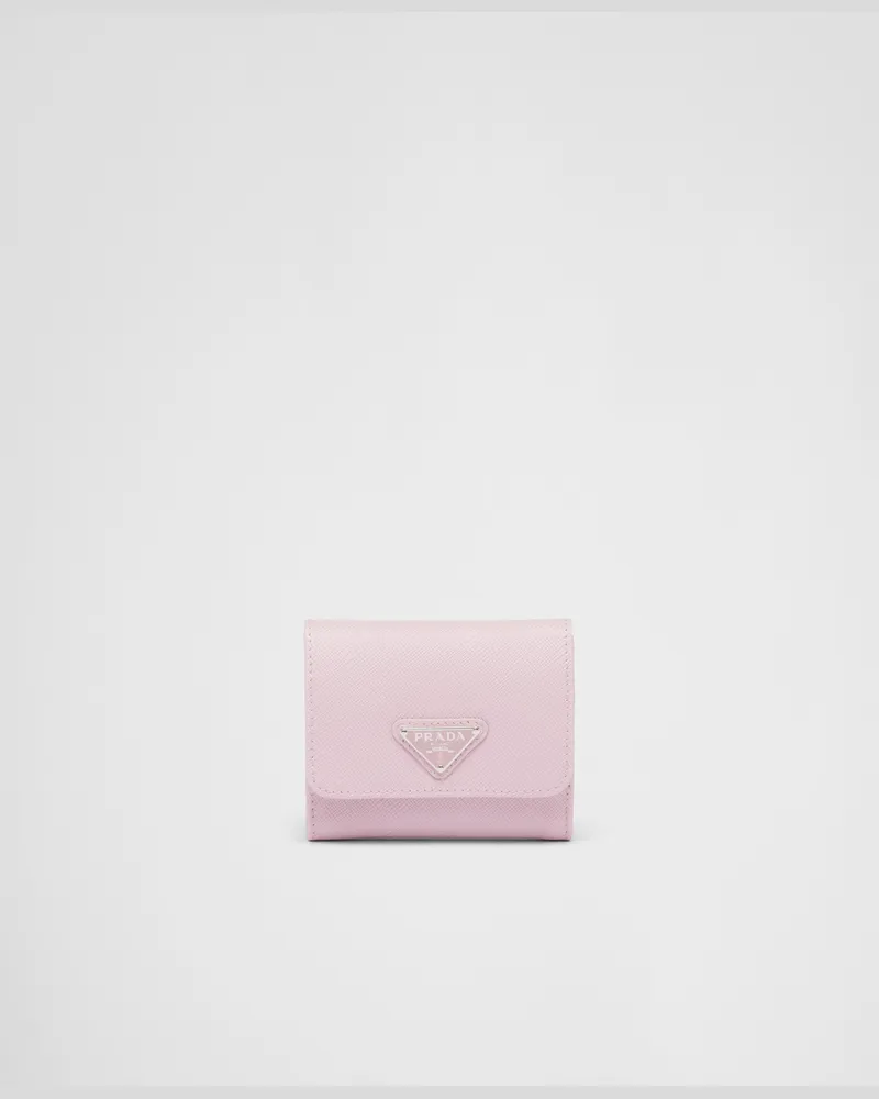 Prada Kleine Geldbörse aus Saffiano-Leder Alabaster
