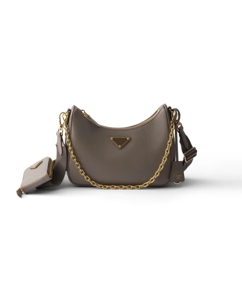 Prada Re-edition 2005 Tasche Aus Saffiano-leder, Damen, Lehmgrau Lehmgrau