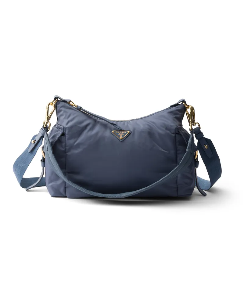 Prada Explore Große Tasche Aus Re-nylon Und Leder, Damen, Aviation/blau Aviation