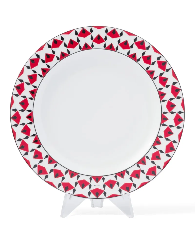 Prada Set Mit Zwei Esstellern Aus Porzellan – Vienna Red, , Schwarz/rot Schwarz