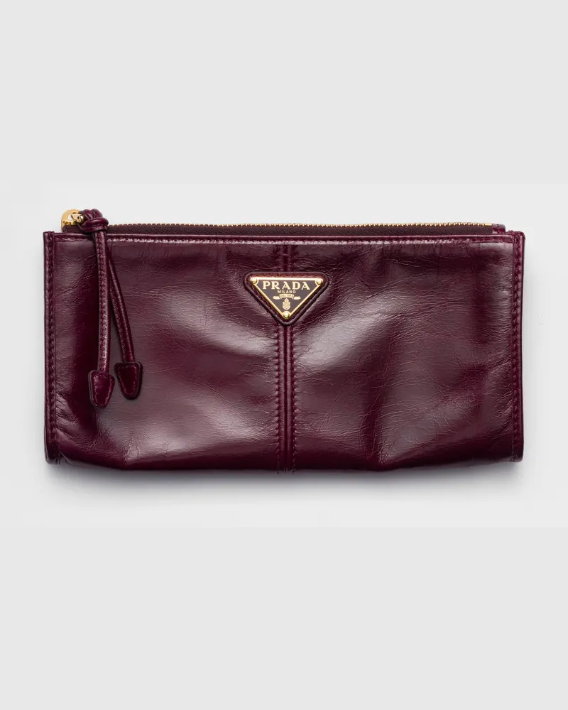 Prada Pouch aus Leder Burgunderrot