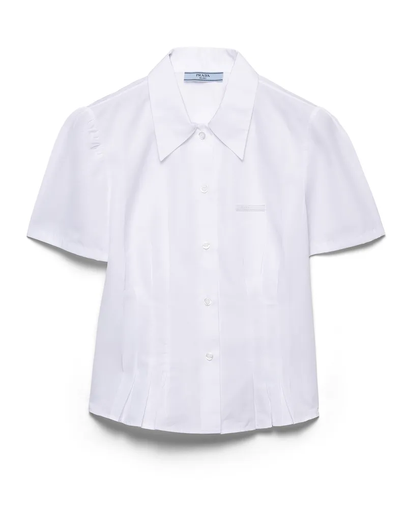 Prada Kurzärmliges Popeline-hemd, Damen, Weiss, Größe Weiss