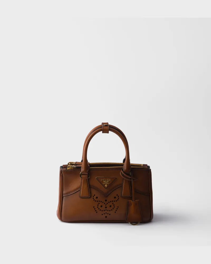 Prada Galleria Mini Bag aus Leder Cognac