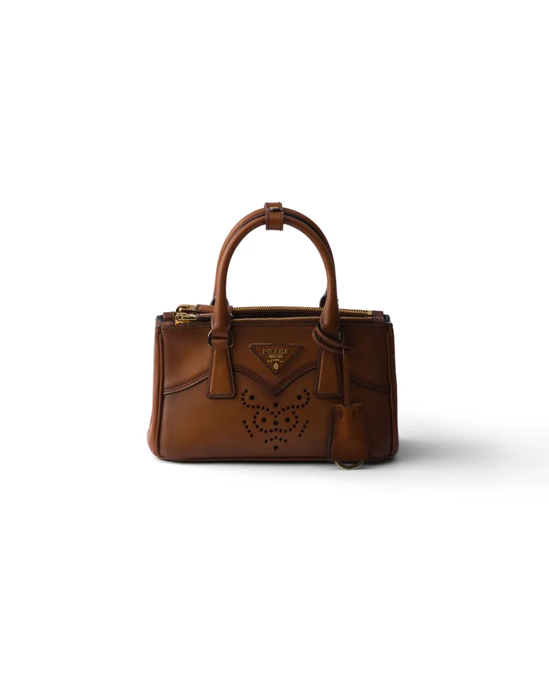 Prada Galleria Mini Bag Aus Leder, Damen, Cognac Cognac