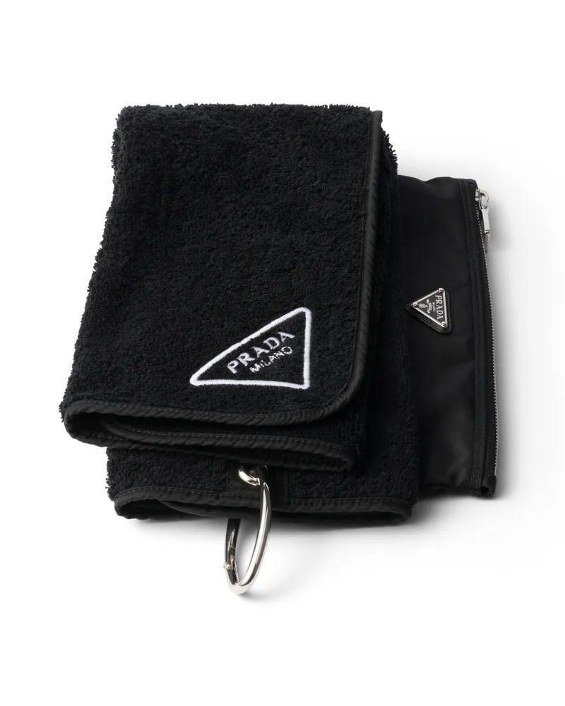 Prada Sporthandtuch-pouch Aus Re-nylon, , Schwarz Schwarz