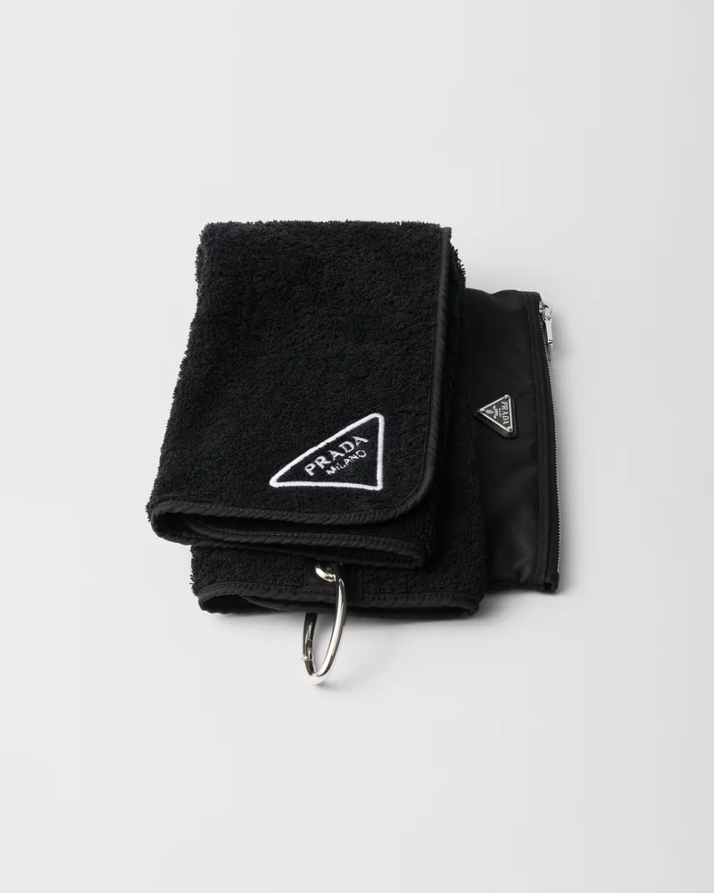 Prada Sporthandtuch-Pouch aus Re-Nylon Schwarz