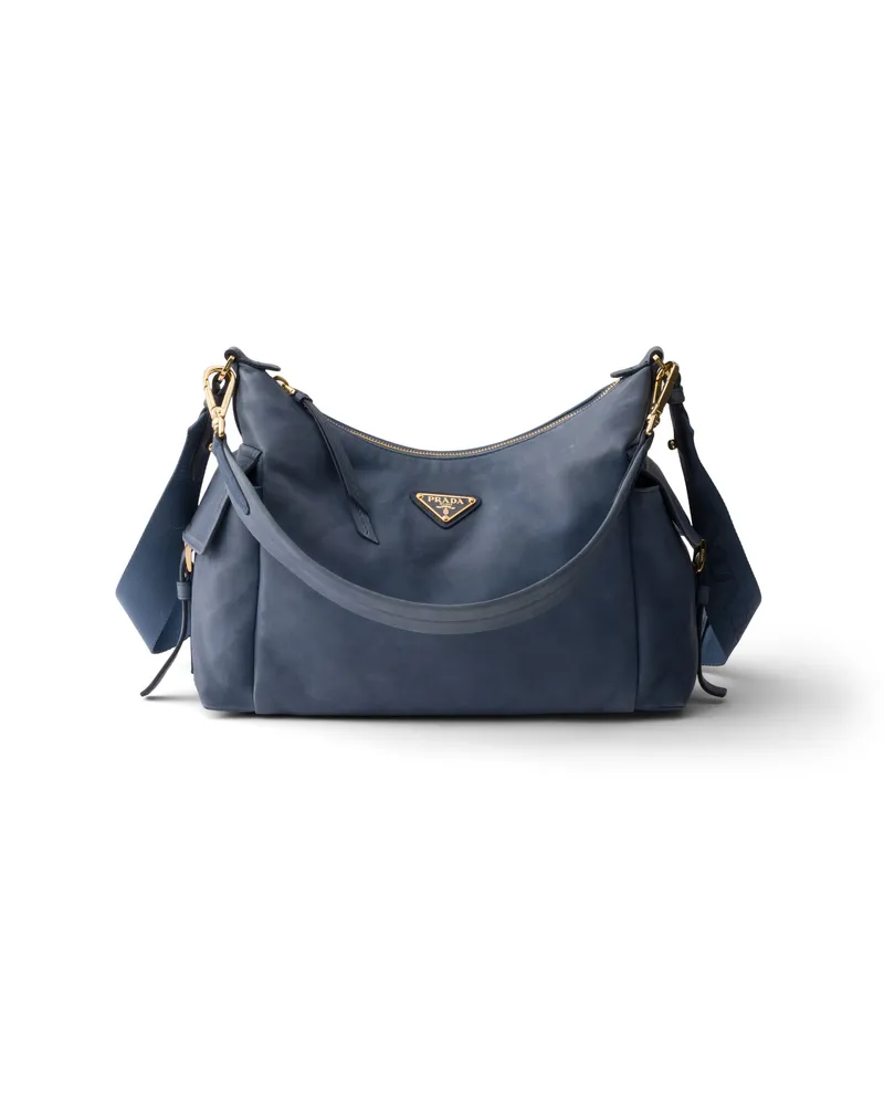 Prada Große  Explore Tasche Aus Nappa-leder, Damen, Aviation/blau Aviation