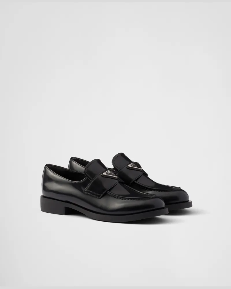Prada Loafer aus gebürstetem Leder Schwarz