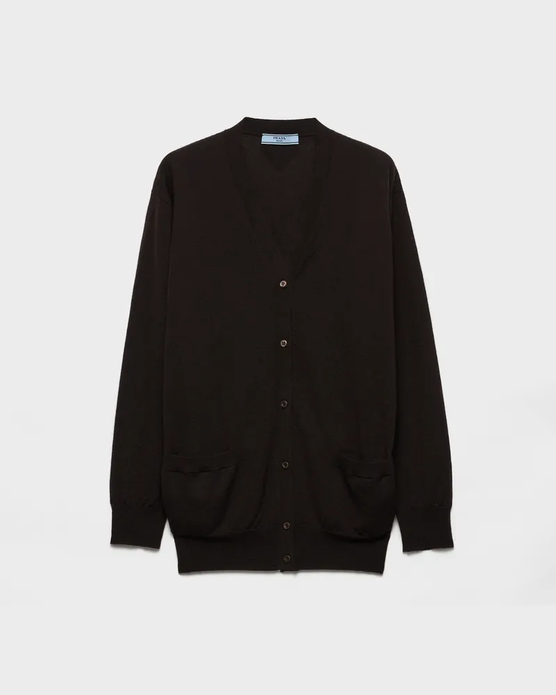 Prada Strickjacke aus Kaschmir Dunkelbraun