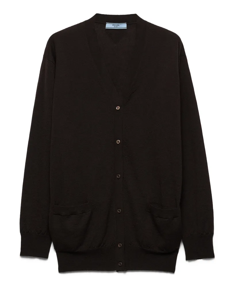 Prada Strickjacke Aus Kaschmir, Damen, Dunkelbraun, Größe Dunkelbraun