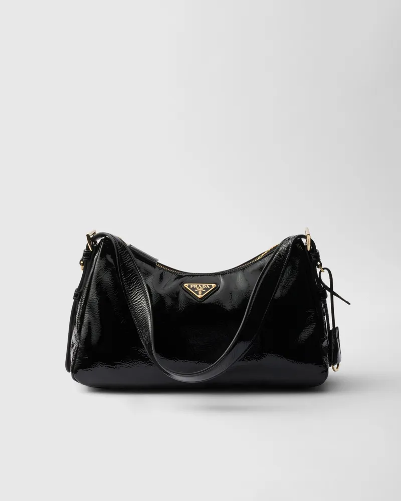Prada Mittelgroße  Aimée Schultertasche aus Naplak-Leder Schwarz