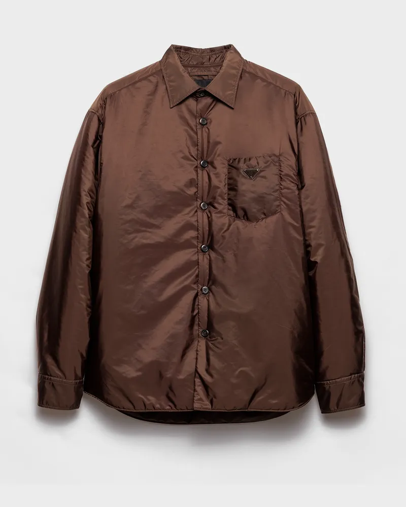 Prada Hemd aus Light Re-Nylon Kakaobraun