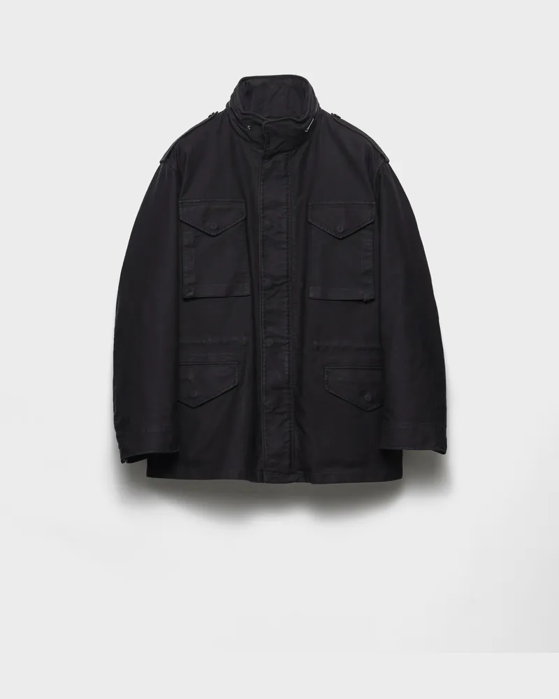 Prada Mittelschwere Daunenjacke aus Baumwolle Schwarz
