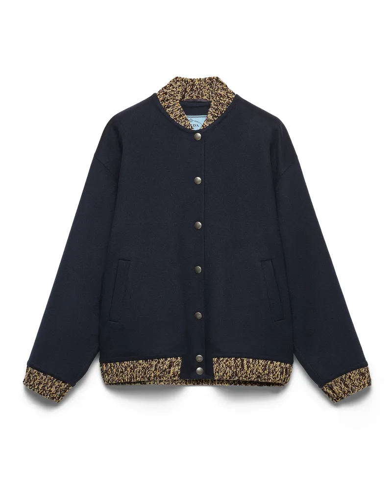 Prada Bomberjacke Aus Doppel-kaschmir Und Wolle, Damen, Blau, Größe Blau