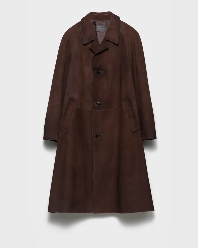 Prada Mantel aus Wildleder Dunkelbraun