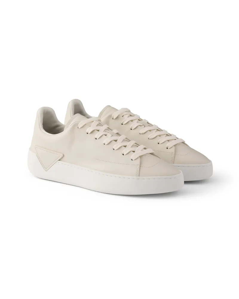 Prada Sneaker Court Aus Leder, Herren, Kalkweiss, Größe 13 Kalkweiss
