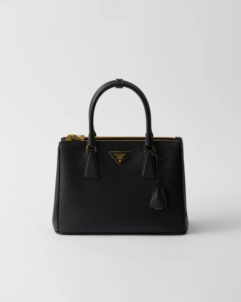 Prada Mittelgroße  Galleria Tasche aus Saffiano-Leder Schwarz