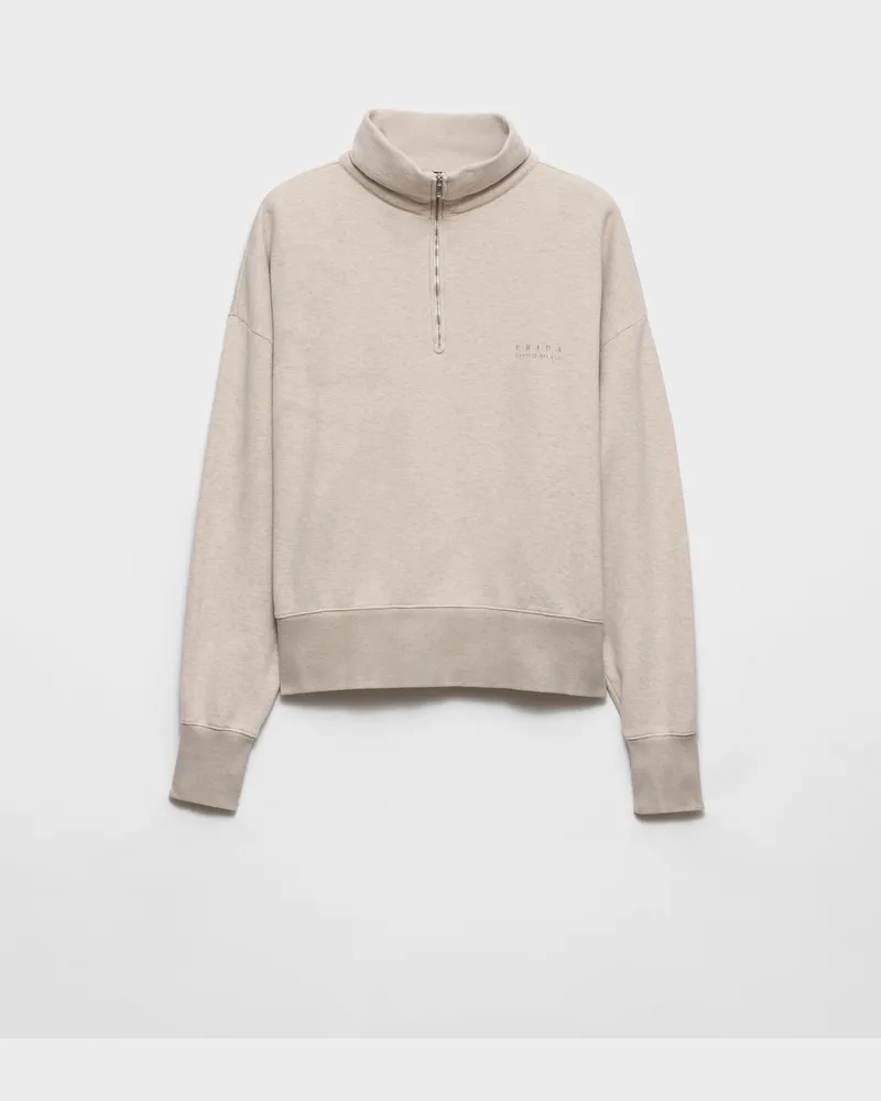Prada Langärmliges Poloshirt aus Baumwolle Natur