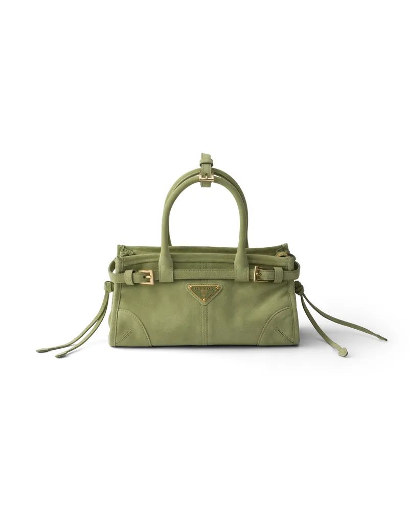 Prada Bonnie Mini-handtasche Aus Veloursleder, Damen, Agave Agave