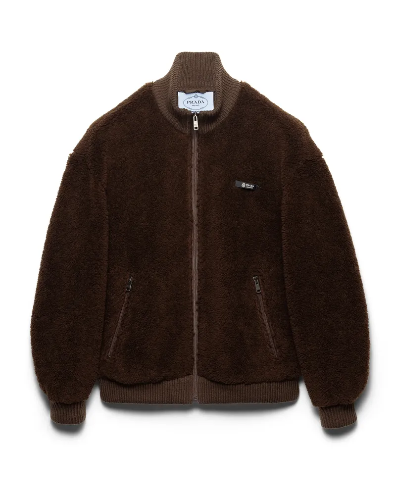 Prada Jacke Aus Fleece, Damen, Kakaobraun, Größe Kakaobraun
