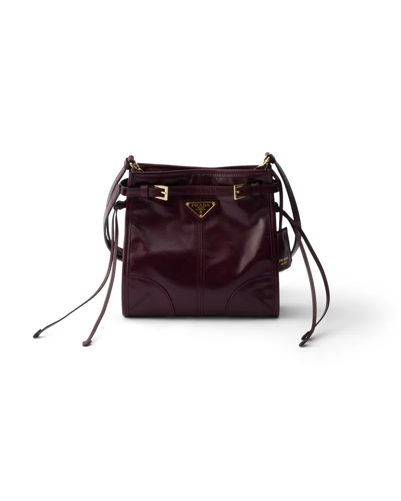 Prada Bonnie Mini-schultertasche Aus Leder, Damen, Burgunder Burgunder