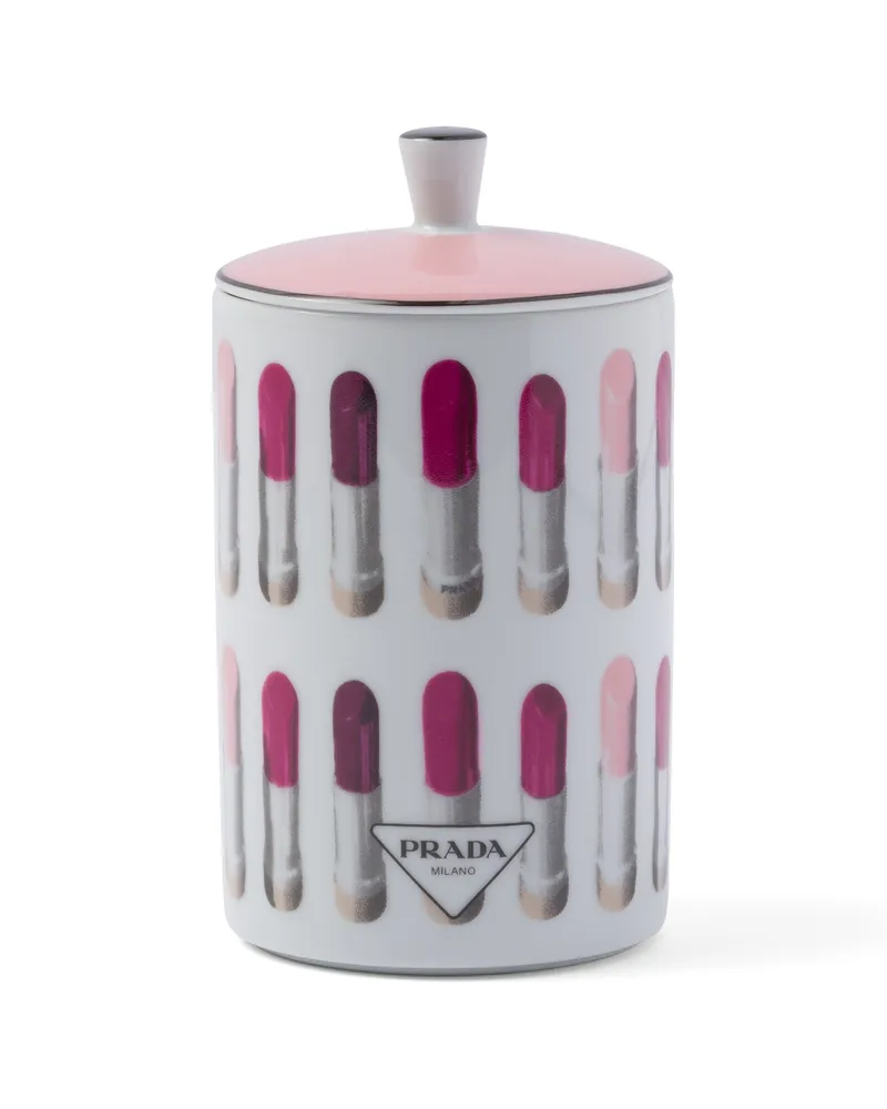 Prada Duftkerze Aus Porzellan – Lipstick, , Weiss/zartrosa Weiss