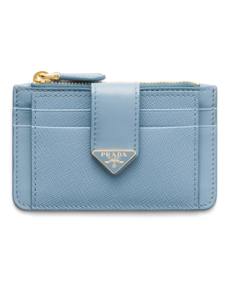 Prada Kartenetui Aus Saffiano Und Leder, Damen, Astralblau Astralblau