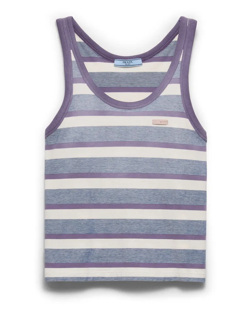 Prada Tanktop Aus Bayadere-stripes-jersey, Damen, Blau/iris, Größe Blau