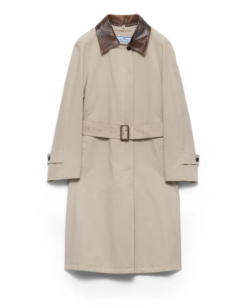 Prada Einreihiger Mantel Aus Old Popeline, Damen, Kalkstein, Größe Kalkstein