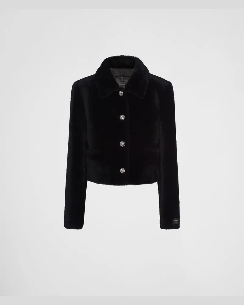 Prada Jacke aus Lammfell Schwarz