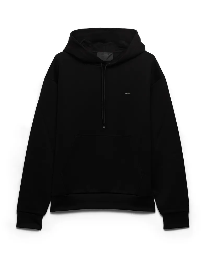 Prada Kapuzenpullover Aus Jersey, Herren, Schwarz, Größe Schwarz