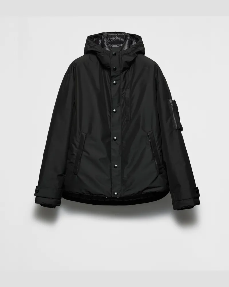 Prada Daunenjacke aus Funktionsgewebe mit Kapuze Schwarz