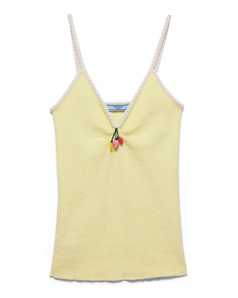 Prada Top Aus Baumwoll-bouclé, Damen, Pollengelb, Größe Pollengelb