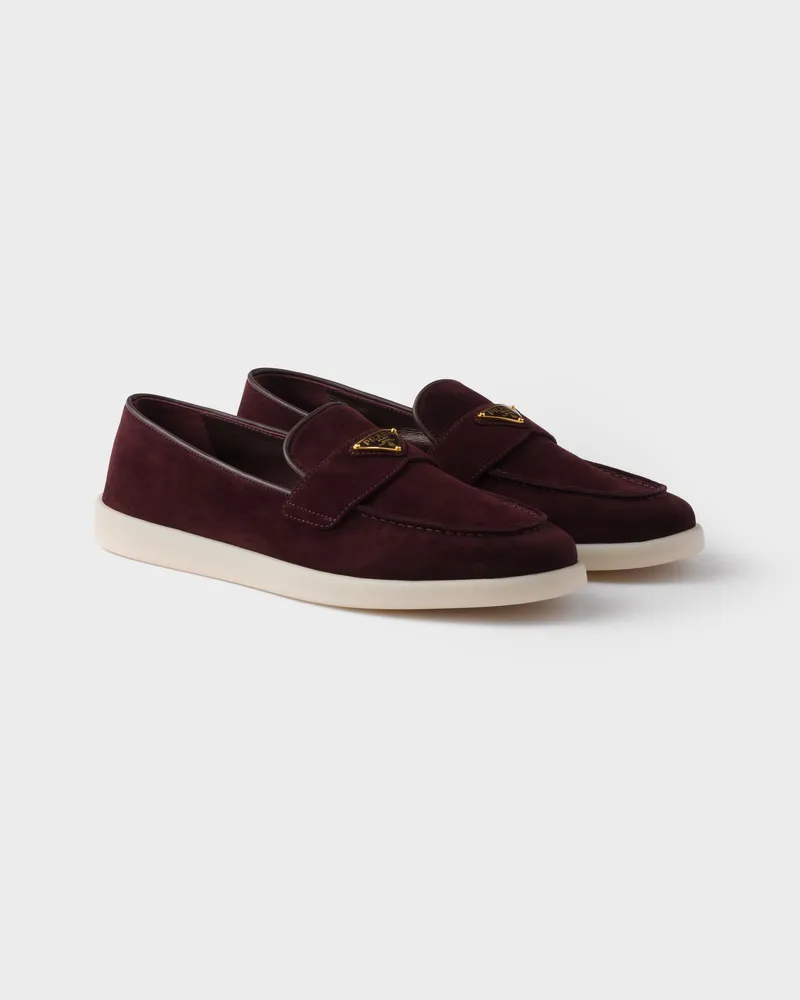 Prada Loafer aus Wildleder Burgunderrot