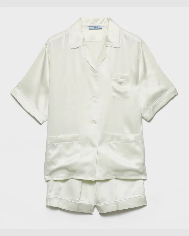Prada Pyjama aus Satin im Vintage-Look mit Shorts Aqua