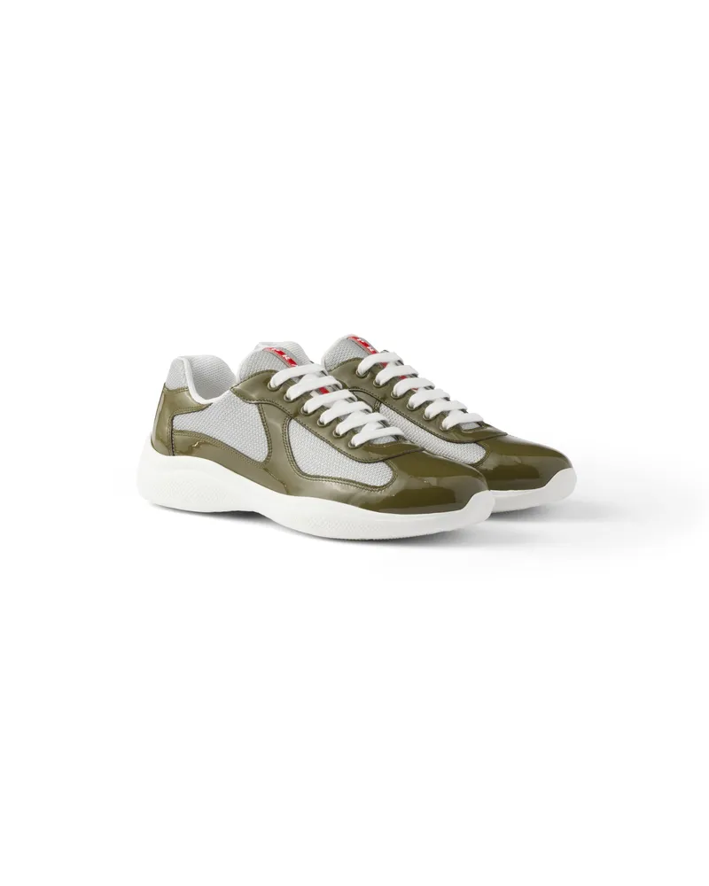 Prada America’s Cup Sneaker Aus Lackleder Und Funktionsgewebe, Herren, Lodengrün/silber, Größe 11,5 Lodengrün