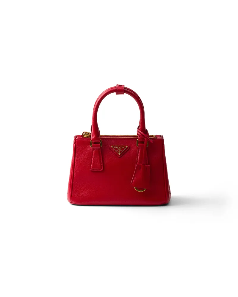 Prada Galleria Micro-tasche Aus Saffiano-leder, Damen, Rot Rot